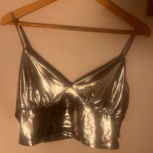 Silver Space Girl Cropped Tank